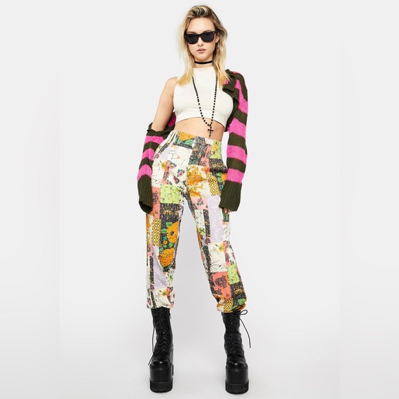 NWT Free People Roads Merge Straight Leg Patchwork Pants size 12 RARE - Picture 1 of 12